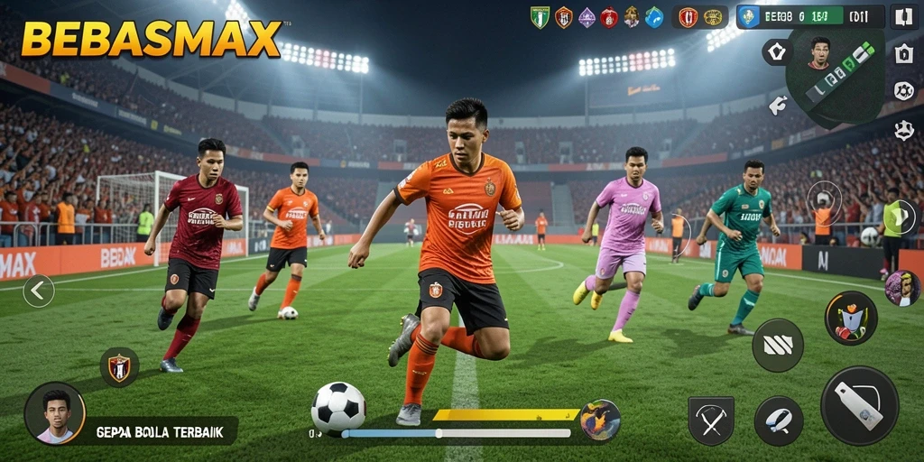 Tangkapan layar gameplay yang menampilkan aksi seru di lapangan.