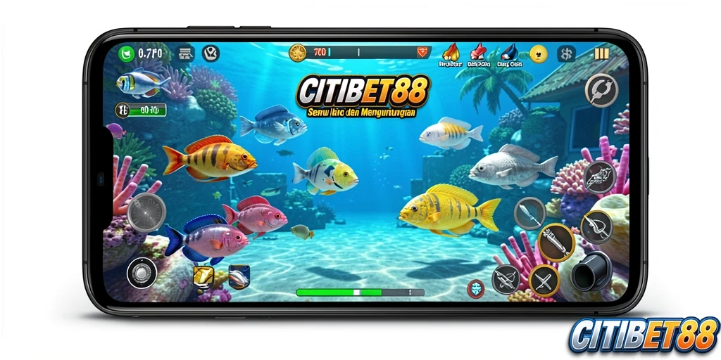 Screenshot utama CITIBET88 menampilkan momen seru menangkap ikan.