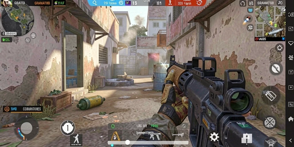 Tampilan gameplay menegangkan dari GRANAT88 dengan aksi FPS yang seru.