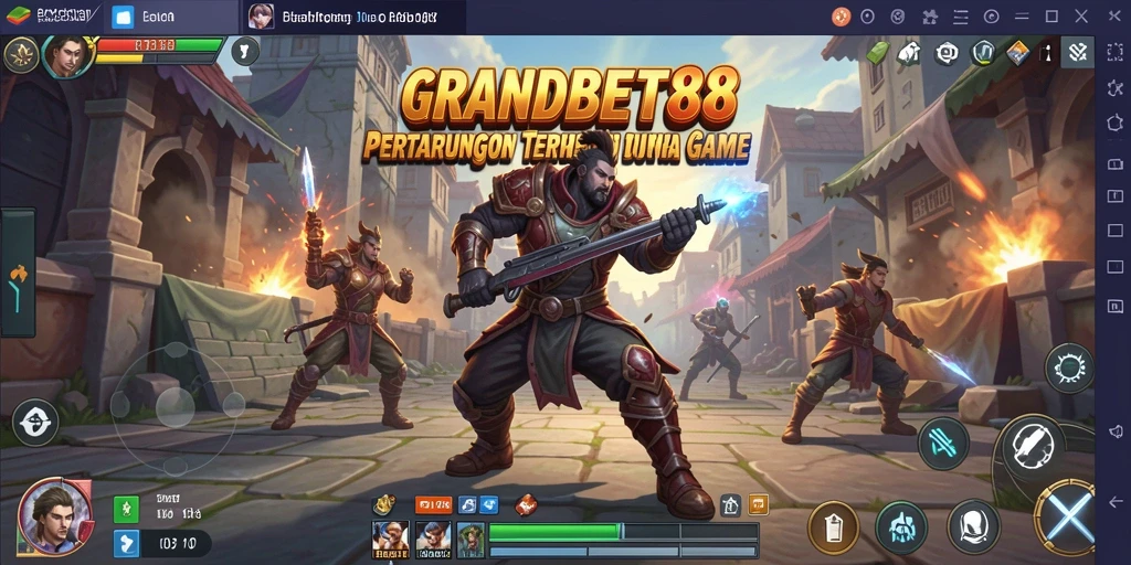 Tangkapan layar dari gameplay GRANDBET88 yang menampilkan pertarungan intens.