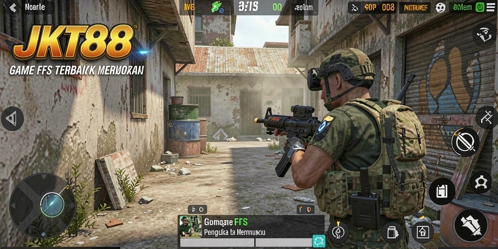 Screenshot JKT88 menampilkan gameplay intens dengan aksi tembak-menembak.