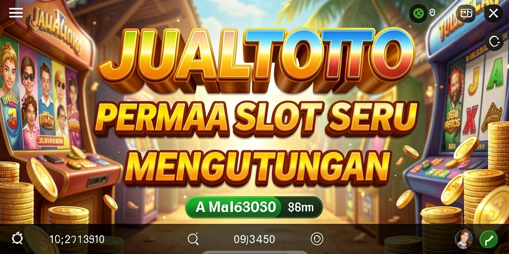 Tampilan gameplay JUALTOTO dengan gulungan slot yang mengasyikkan.