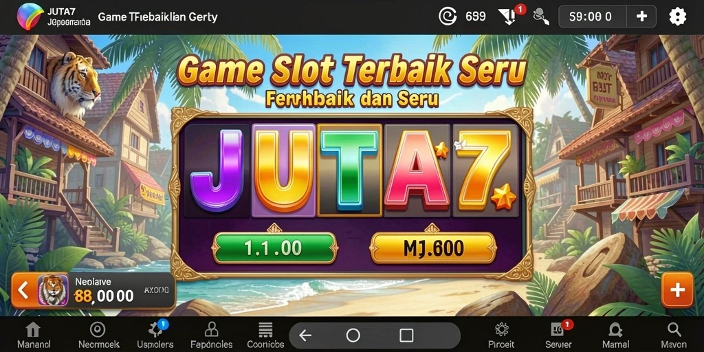 Tampilan gameplay menarik dari JUTA7 dengan berbagai tema Slot.