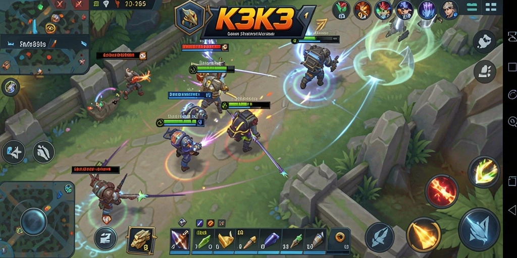 Screenshot gameplay K3K3 menampilkan pertempuran seru dan strategi mendalam.