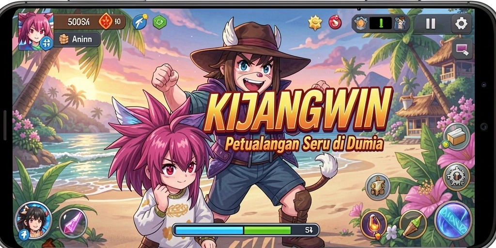 Tampilan gameplay menarik dari KIJANGWIN dengan karakter anime.