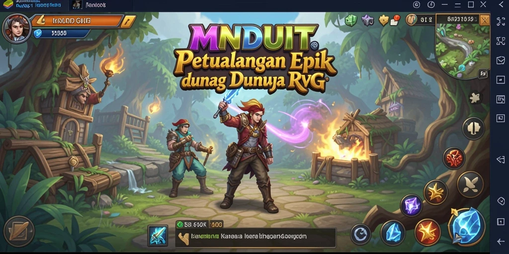 Tangkapan layar MNDUIT menampilkan aksi pertarungan epik dalam dunia RPG.