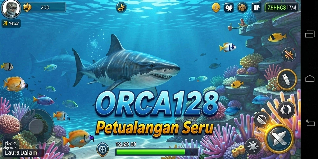 Screenshot ORCA128 menampilkan aksi mendebarkan dalam petualangan bawah laut.