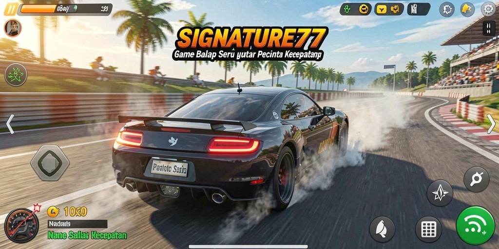 Tampilkan gameplay balap yang mendebarkan di SIGNATURE77.